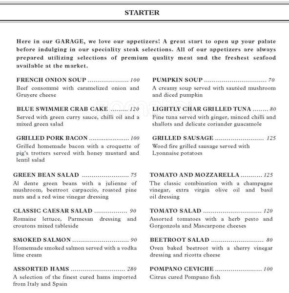 Potato Head Garage Menu, Menu for Potato Head Garage, SCBD, Jakarta