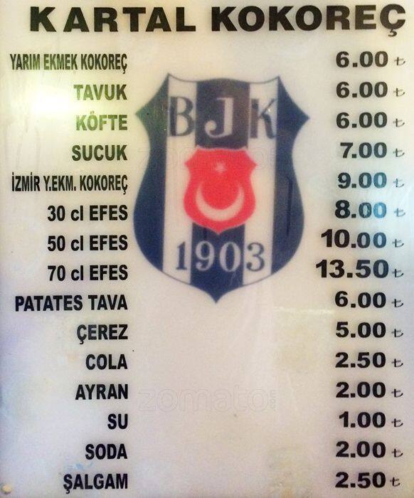 Kartal Kupa Cafe Pub Menü, Kartal Kupa Cafe Pub, Beşiktaş