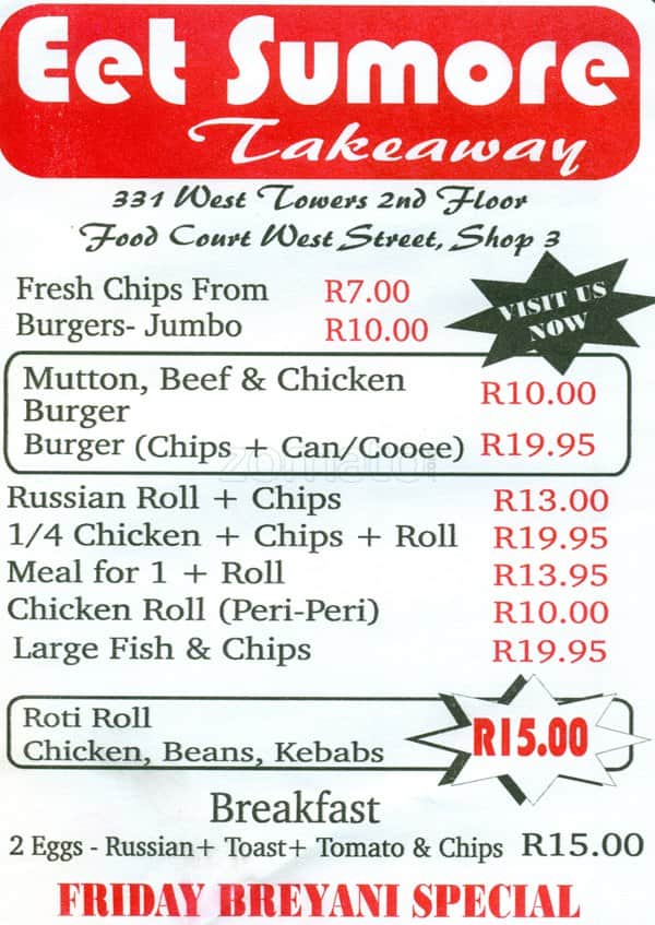Zulu Hut Menu, Menu for Zulu Hut, Durban Central, Durban Zomato South
