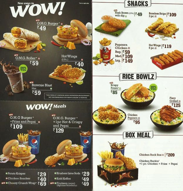 KFC Menu, Menu for KFC, Sector 8, Chandigarh - Zomato