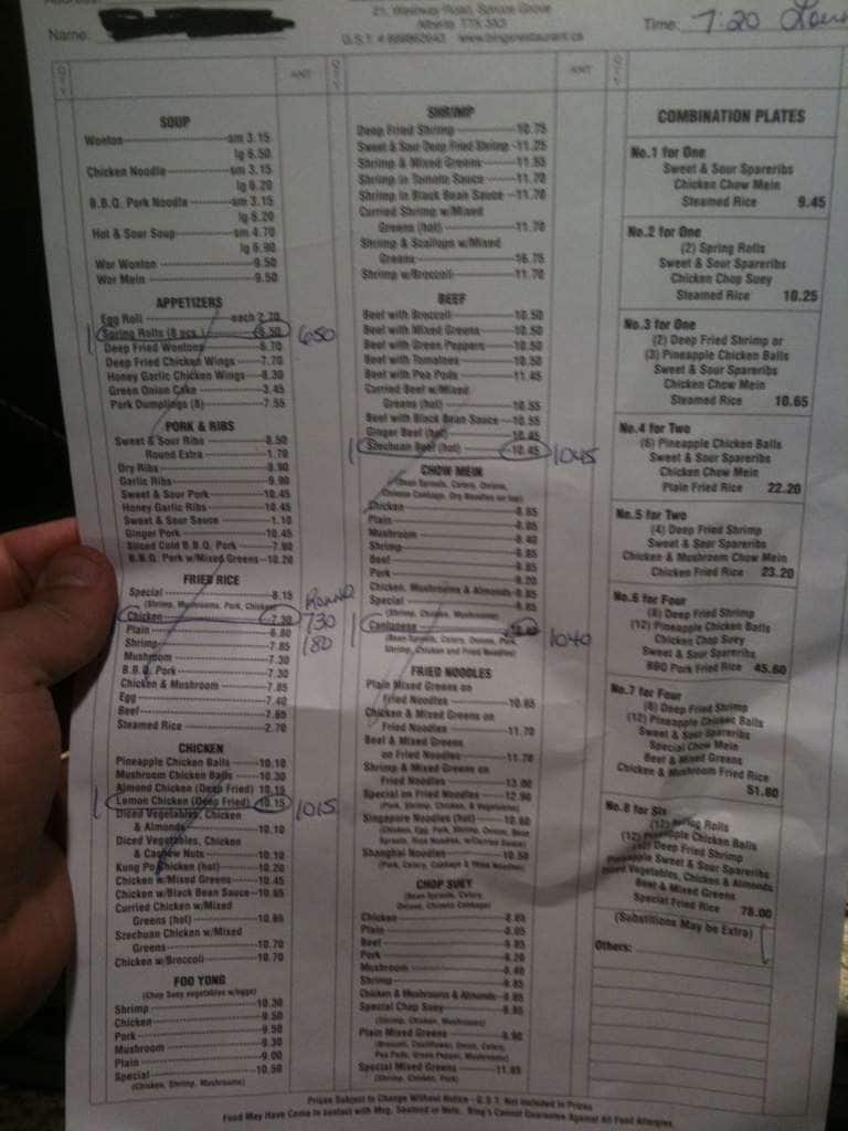 Bing's Menu, Menu for Bing's, Spruce Grove, Edmonton Urbanspoon/Zomato