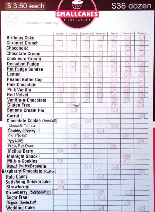 Smallcakes Cupcakery Menu, Menu for Smallcakes Cupcakery, Southlake