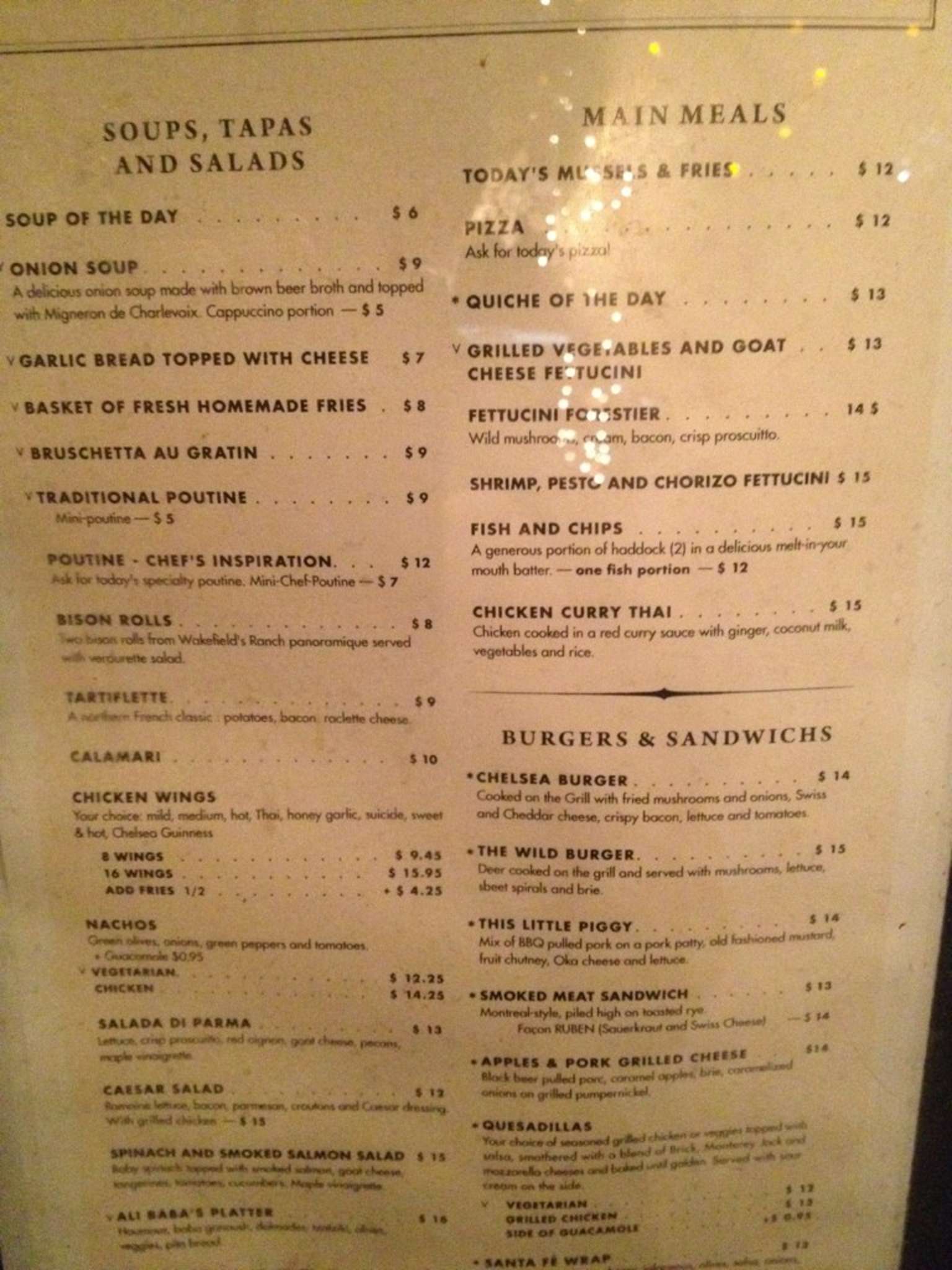 Chelsea Pub Menu, Menu for Chelsea Pub, Chelsea, Ottawa Zomato Canada