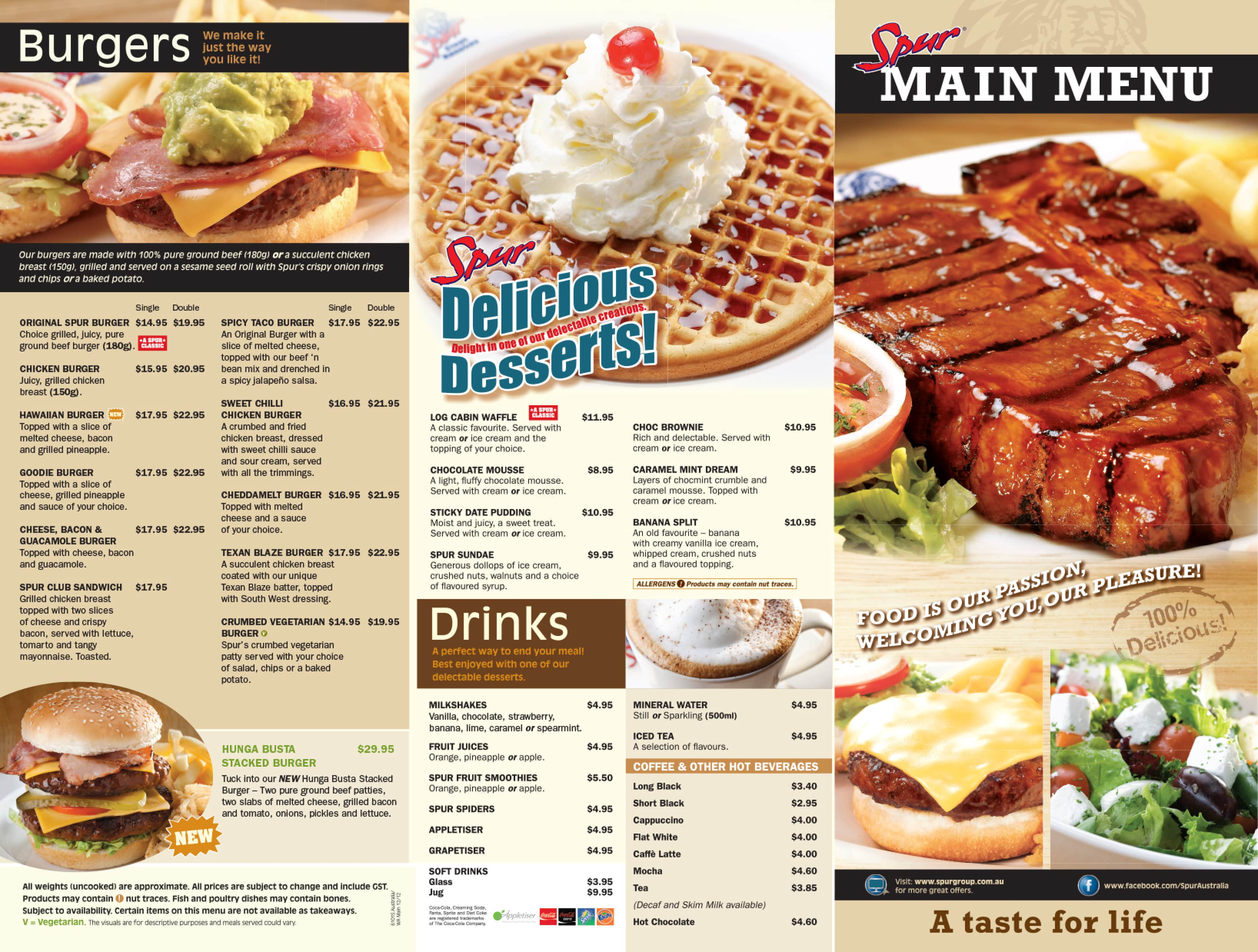 Menu At Spur And Prices