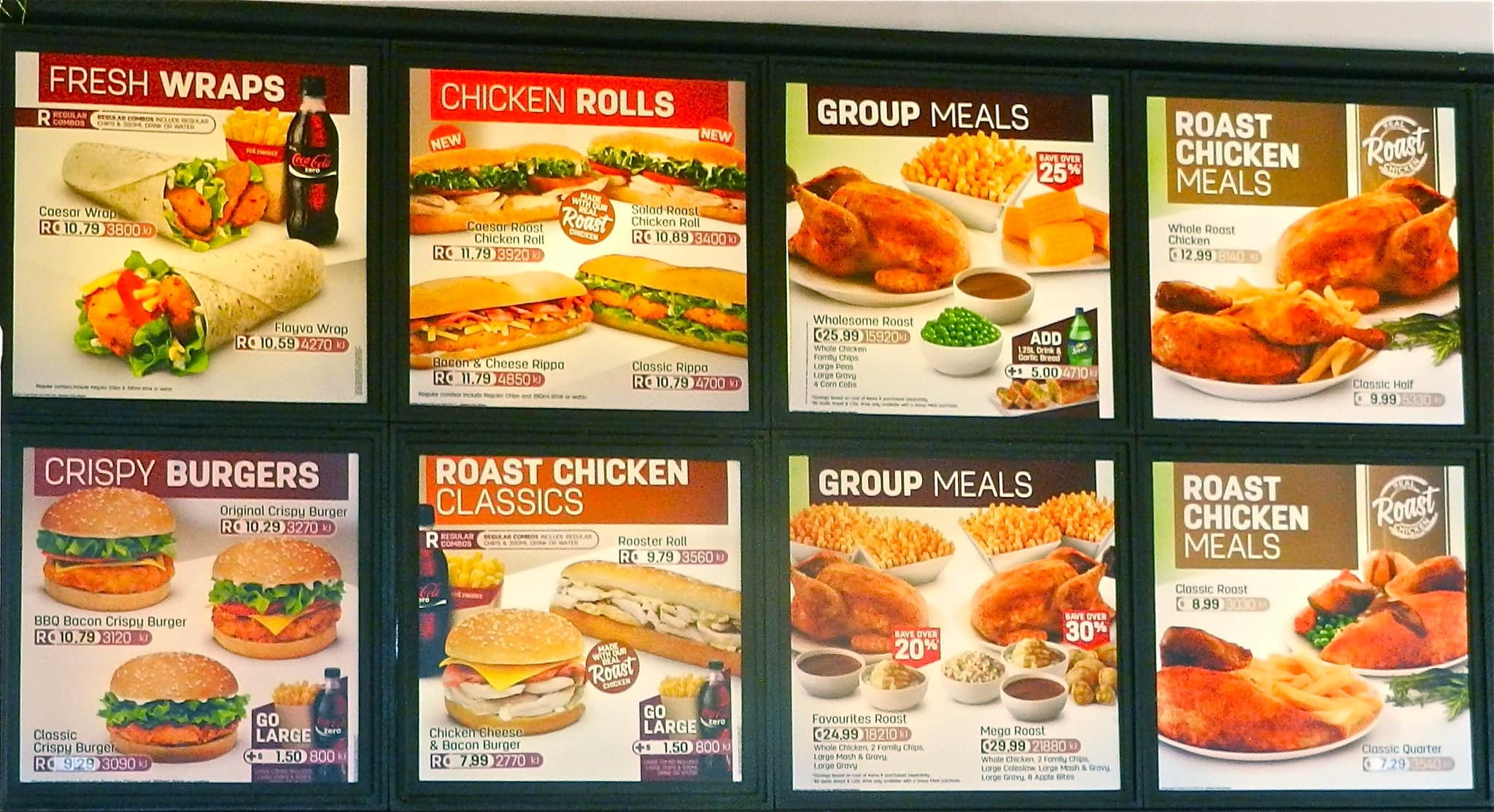 Roosters Menu