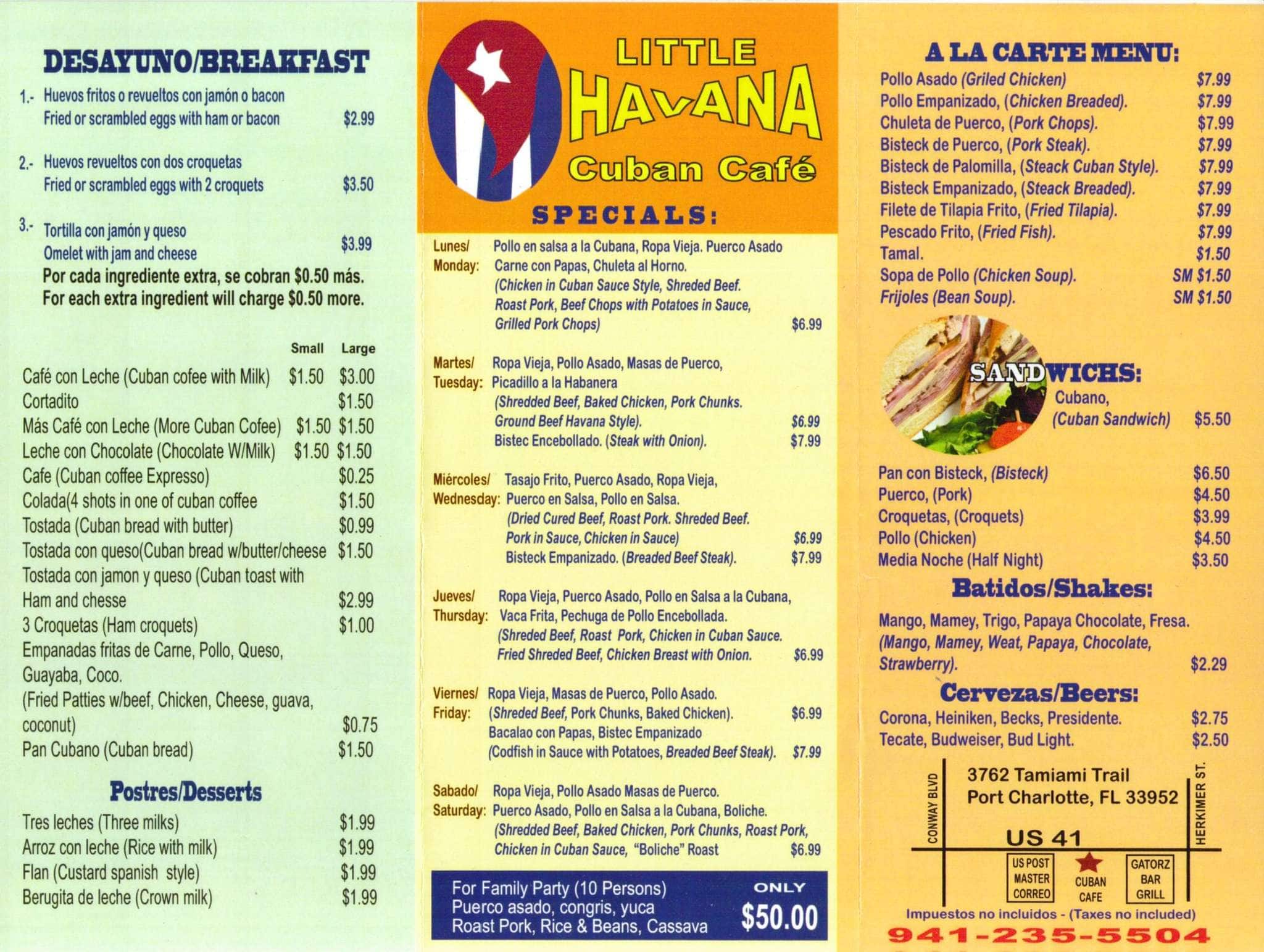 old havana restaurant menu