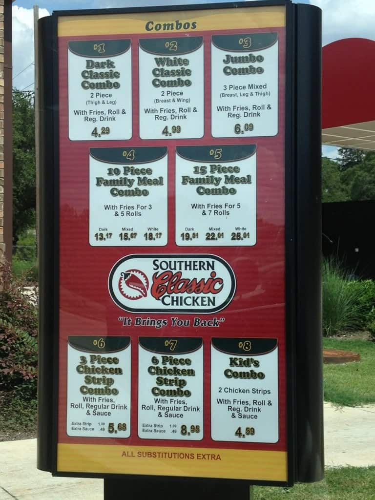 Southern Classic Chicken, Longview Menu