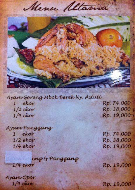 Ayam Goreng Mbok Berek Ny. Astuti Menu - Zomato Indonesia