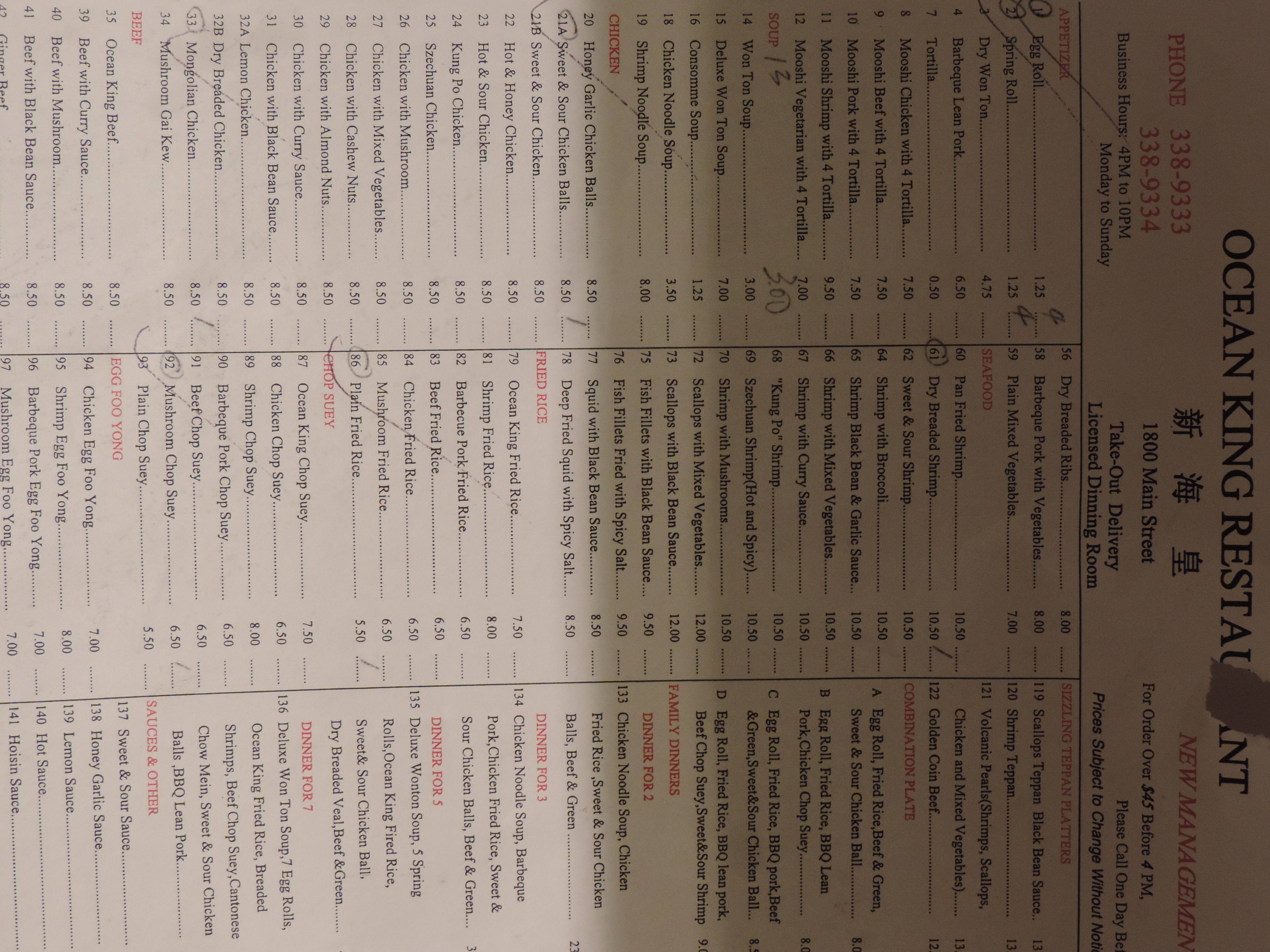 Ocean King Menu, Menu for Ocean King, North End, Winnipeg Zomato Canada