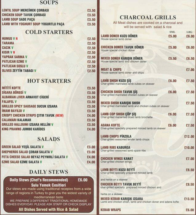 Devran Restaurant Menu, Menu for Devran Restaurant, Stoke Newington